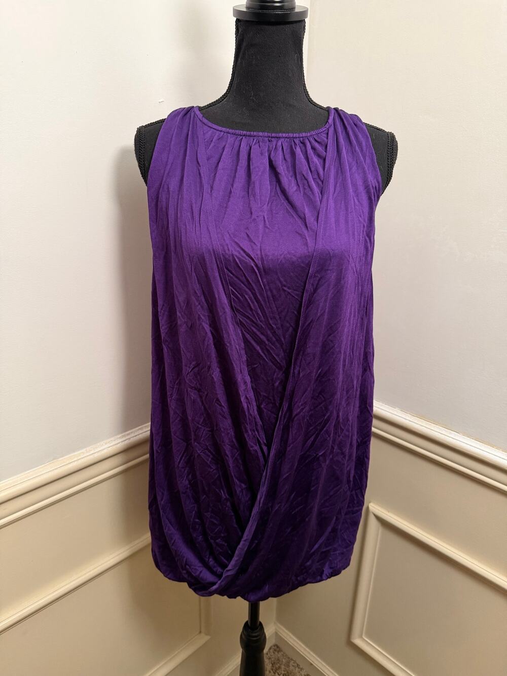 Alice + Olivia Purple Silk Viscose Draped Twist Tulip Bubble Mini Cocktail Dress
